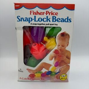 Fisher-Price‎ Vtg Snap-Lock Bead Toy #0667 Snap Together Playpen 15 Beads 1985